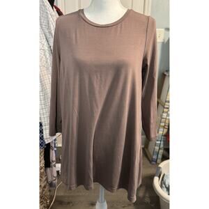 Mountain Mamas Tunic Top Women's Size M Brown Polyester Long Sleeve V-Neck